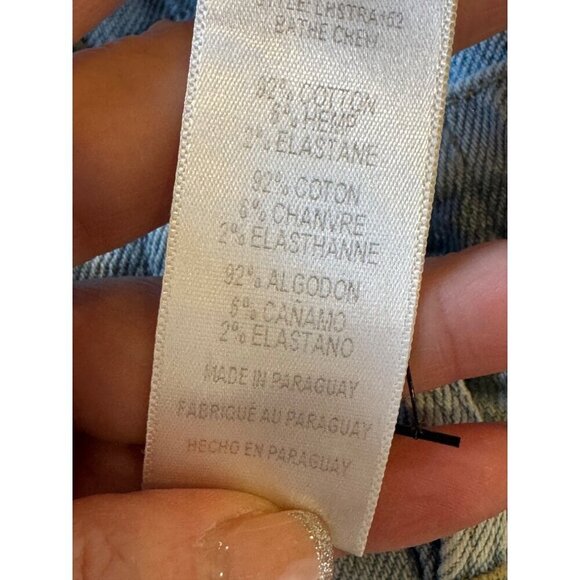 Frame Jeans Women 24 Blue Hemp Blend Bathe Chew Le High Straight Chewed Hem - Picture 12 of 13